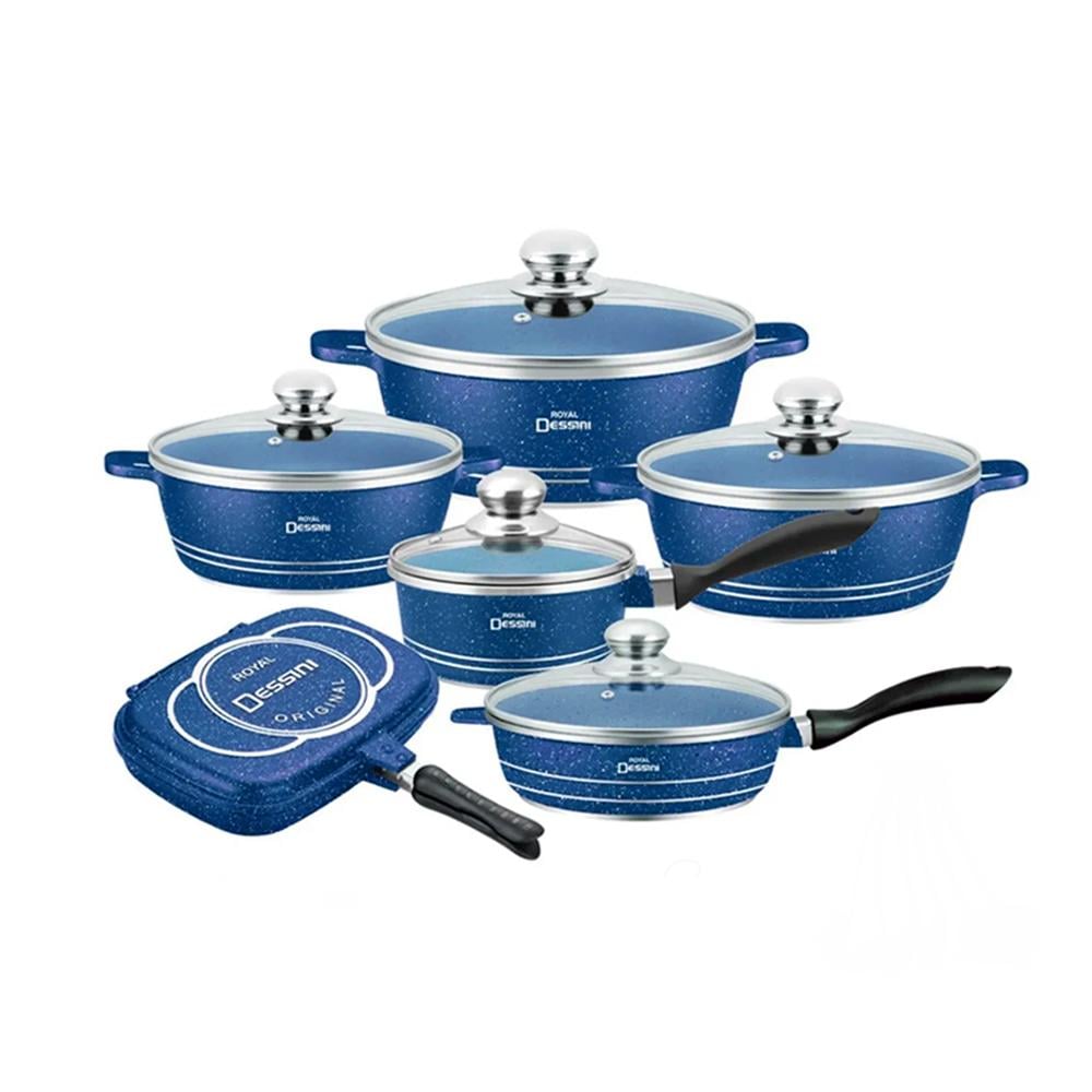 JUEGO DE OLLAS GRANITO BATERIA DE COCINA 23 PIEZAS AZUL - 1