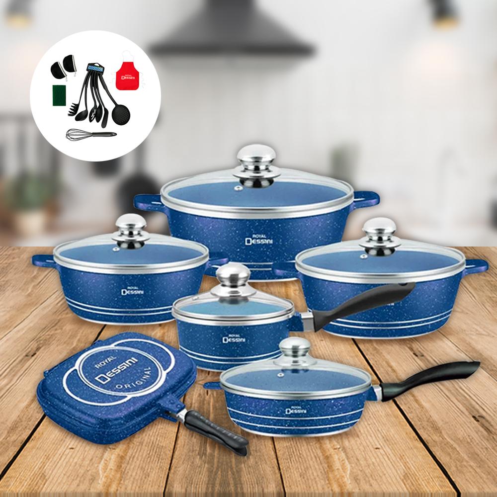 JUEGO DE OLLAS GRANITO BATERIA DE COCINA 23 PIEZAS AZUL - 4