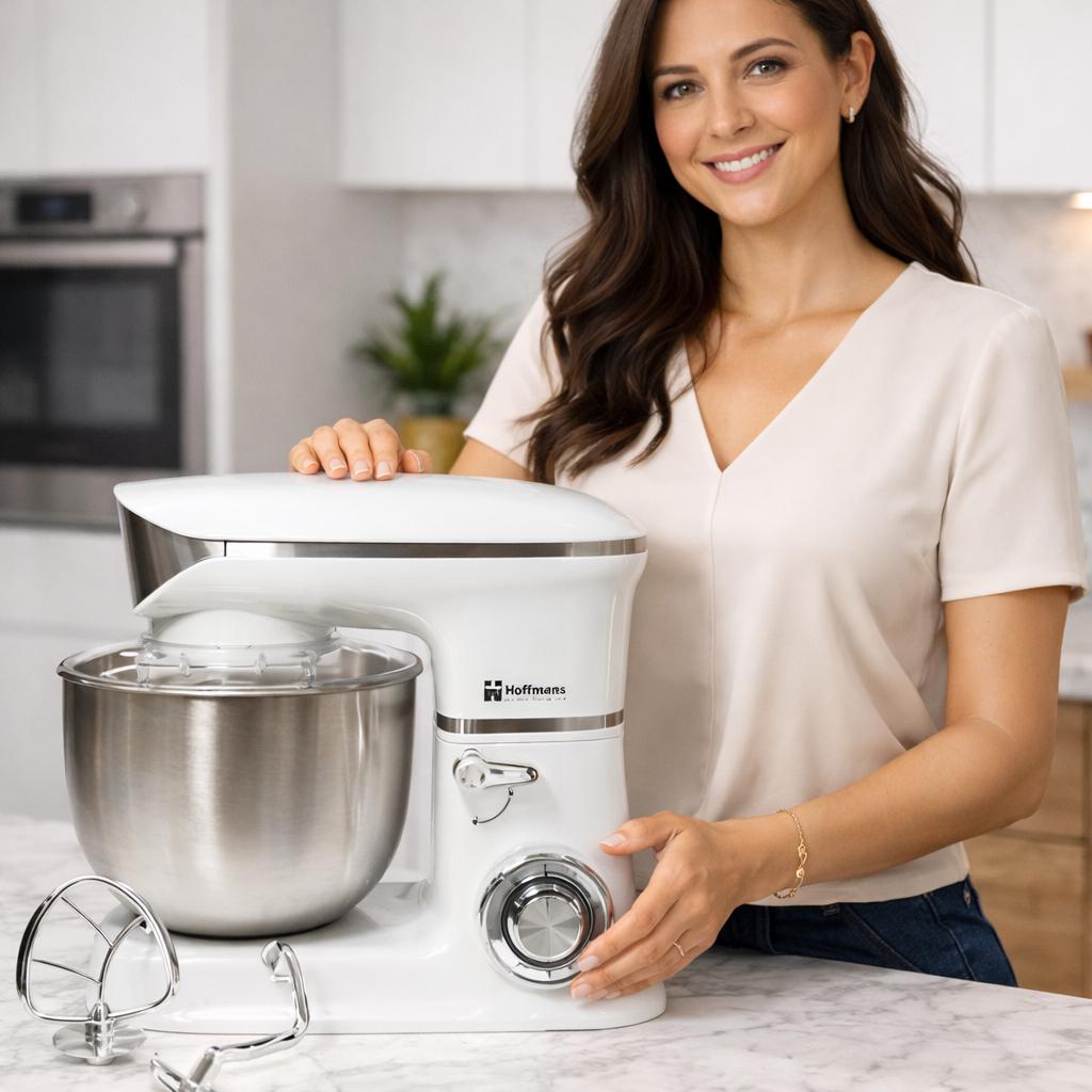 BATIDORA AMASADORA PLANETARIA 1200W 6 LITROS PEDESTAL BLANCA - 5