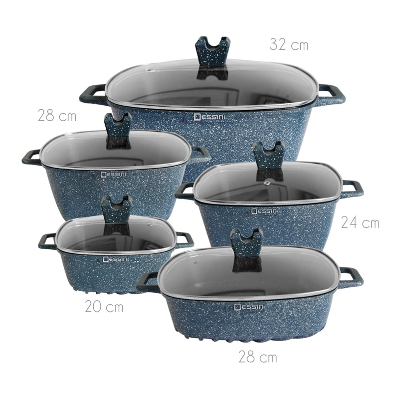 JUEGO DE OLLAS GRANITO 10 PIEZAS ANTIADHERENTE PREMIUM  AZUL - 3