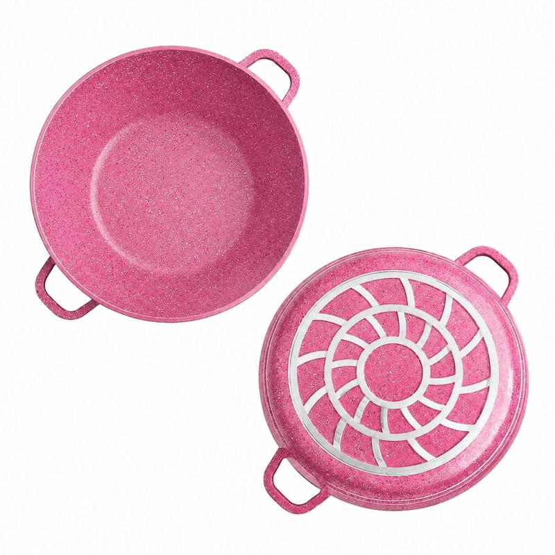 JUEGO DE OLLAS 12 PIEZAS GRANITO ROYAL DESSINE COLOR ROSADO - 4