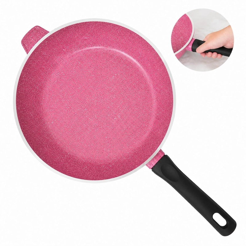 JUEGO DE OLLAS 12 PIEZAS GRANITO ROYAL DESSINE COLOR ROSADO - 6