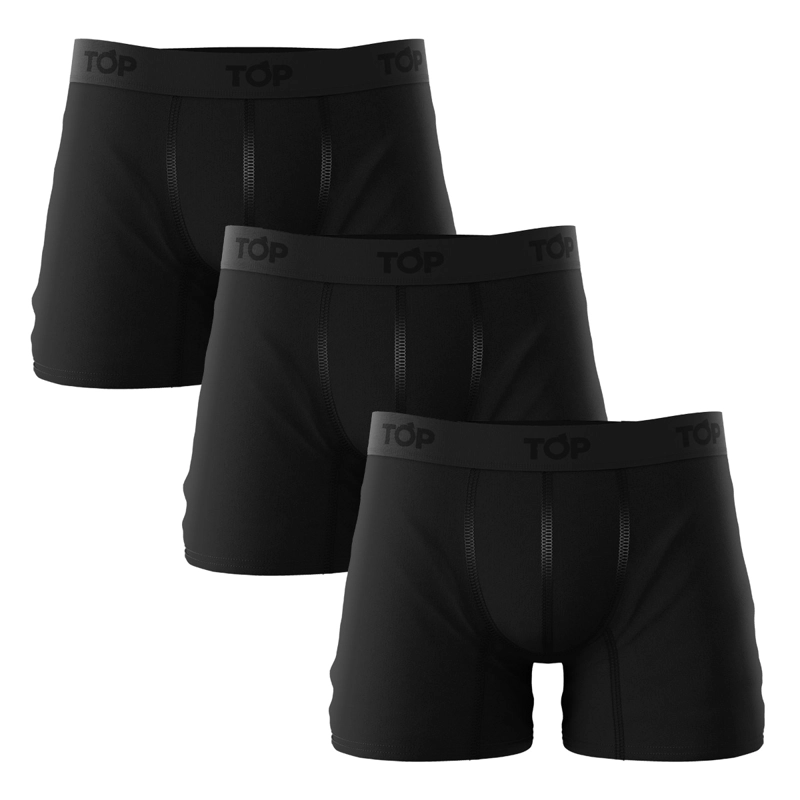 PACK 3 BÓXER MEDIO TOP HOMBRE ALGODÓN NEGRO - 1