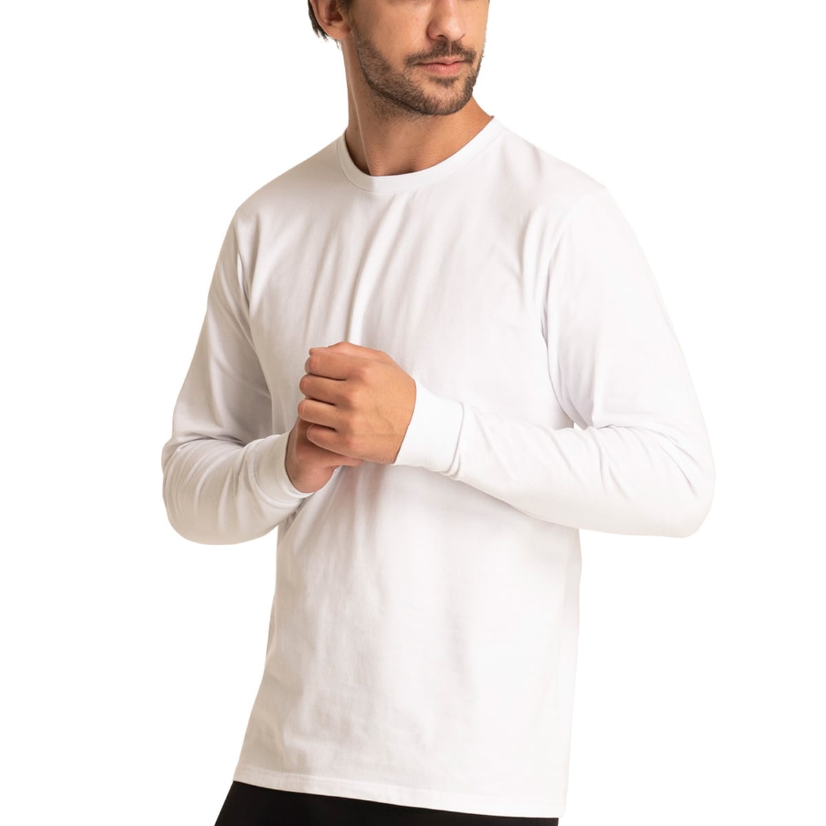 CAMISETAS BLANCAS PACK 2 MANGA LARGA HOMBRE C1 TOP - 1