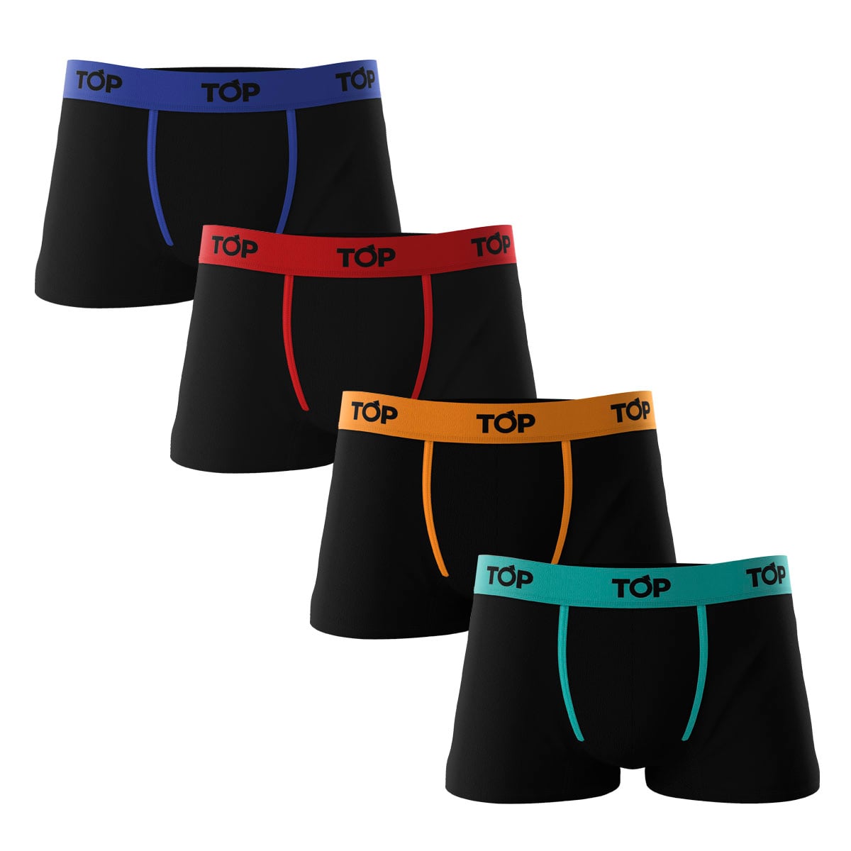 PACK 4 BÓXER ALGODÓN HOMBRE TOP MULTICOLOR CORTO C9 - 1