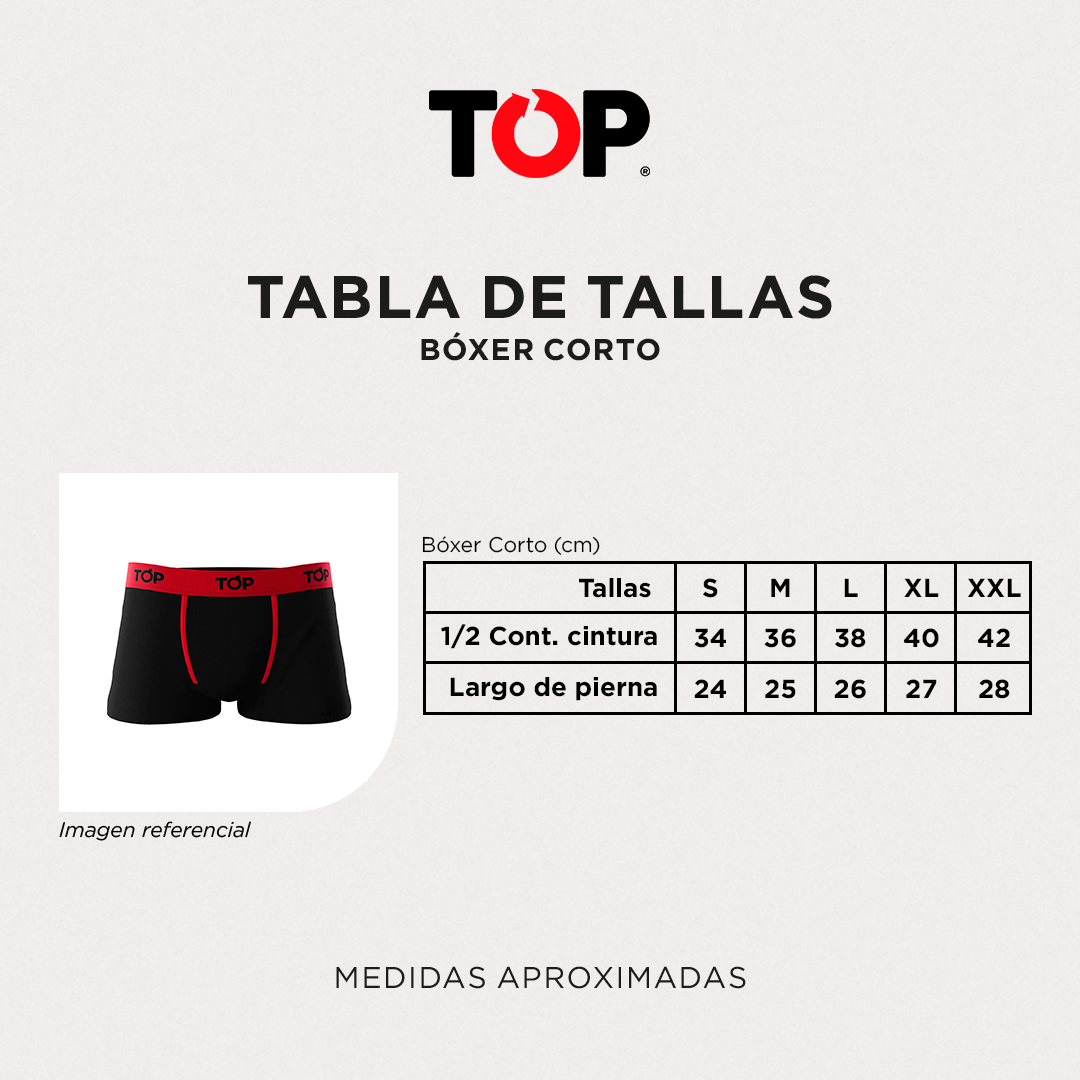 PACK 4 BÓXER ALGODÓN HOMBRE TOP MULTICOLOR CORTO C9 - 6