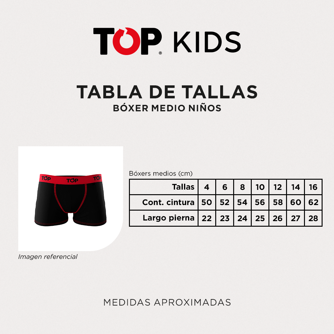 PACK 3 BÓXER ALGODÓN NIÑO TOP MULTICOLOR MEDIO C5 - 5