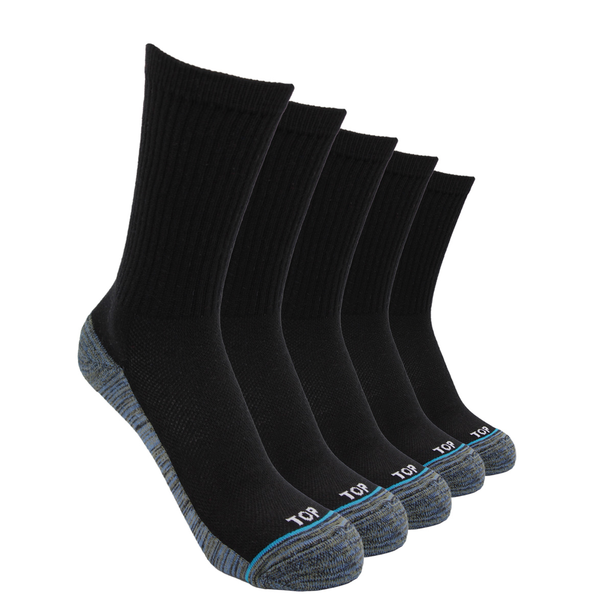 PACK 5 CALCETINES ALGODÓN HOMBRE TOP NEGRO DEPORTIVO LARGO FIBRA COBRE C2 - 1