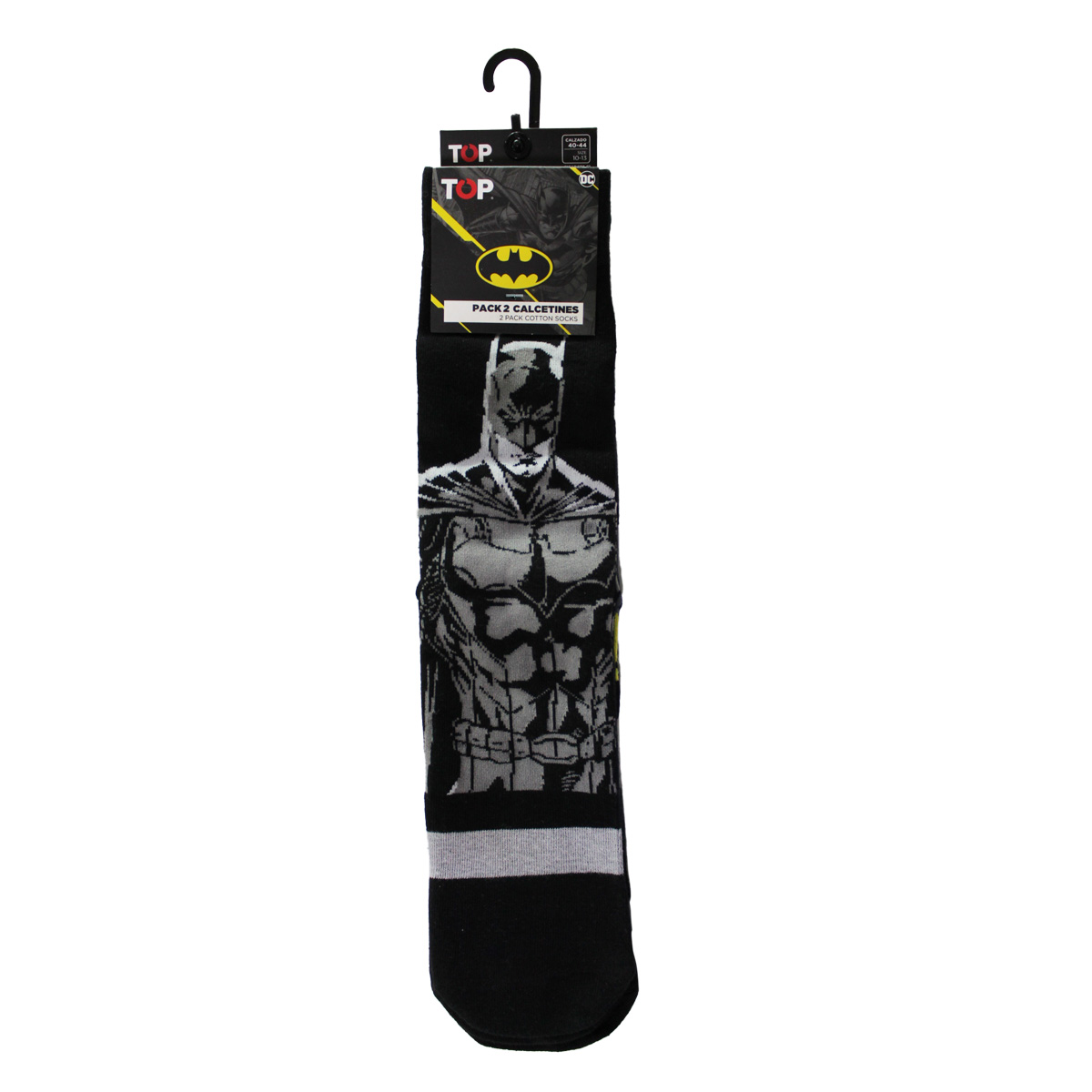 PACK 2 CALCETINES ALGODÓN HOMBRE TOP NEGRO LARGOS DC BATMAN C1 - 2
