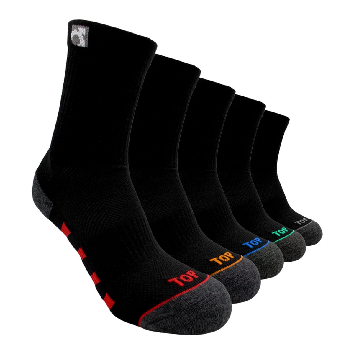 CALCETINES NIÑO DEPORTIVOS LARGOS NEGROS PACK 5 C2 TOP - 1