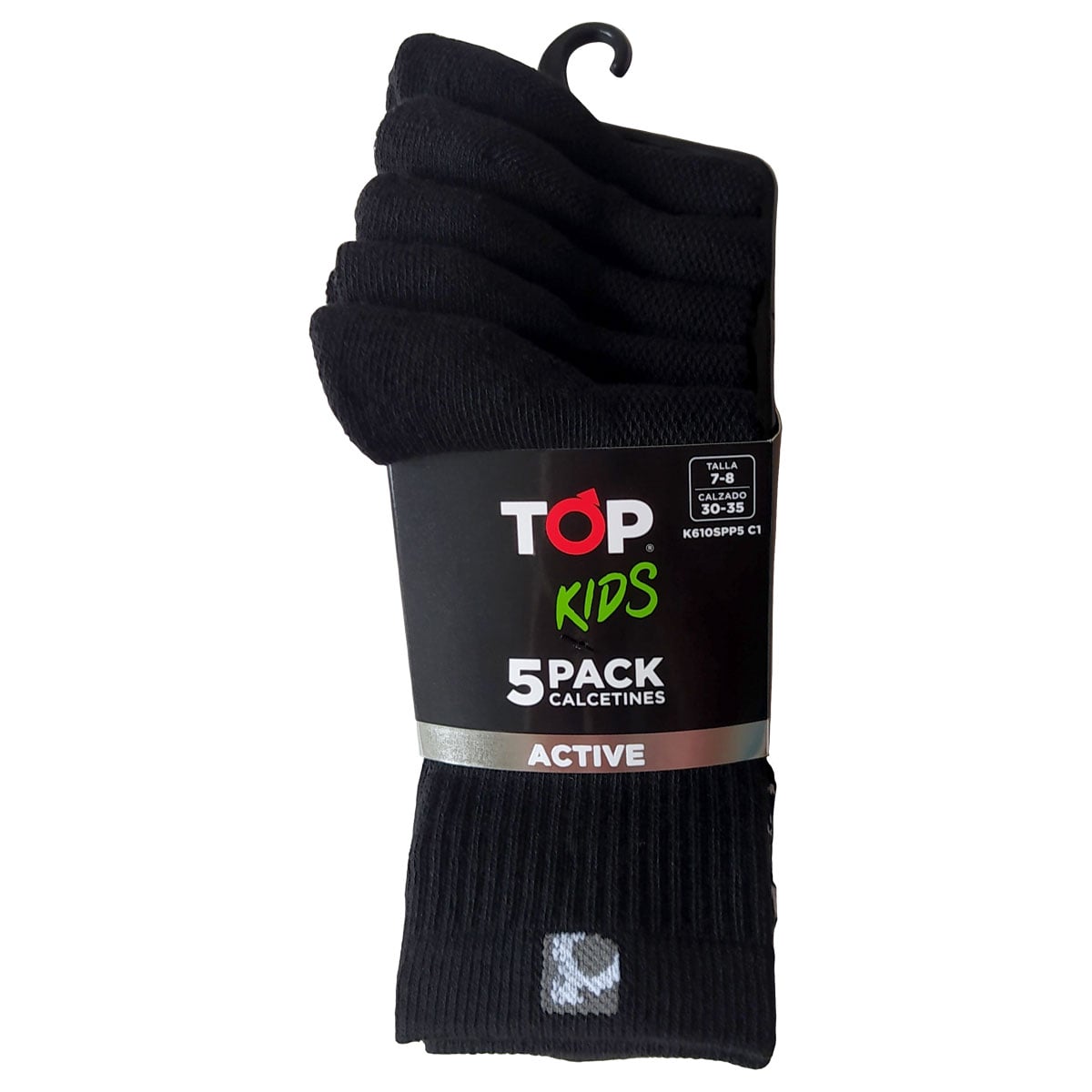 CALCETINES NIÑO DEPORTIVOS LARGOS NEGROS PACK 5 C1 TOP - 3