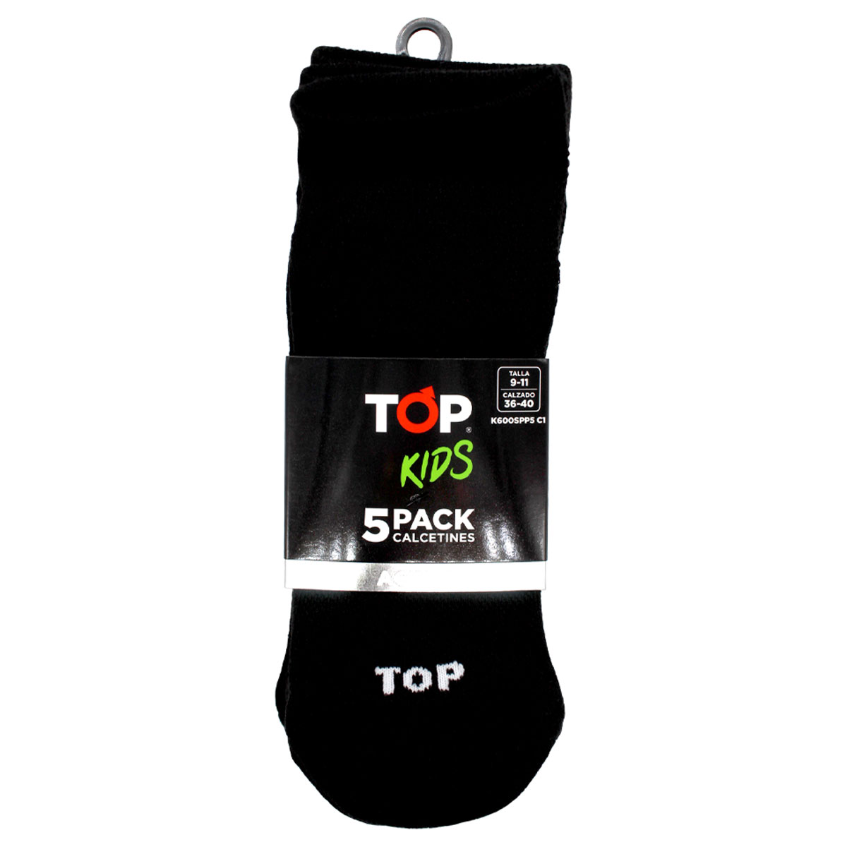 CALCETINES NIÑO DEPORTIVOS TOBILLEROS NEGROS PACK 5 C1 TOP - 3