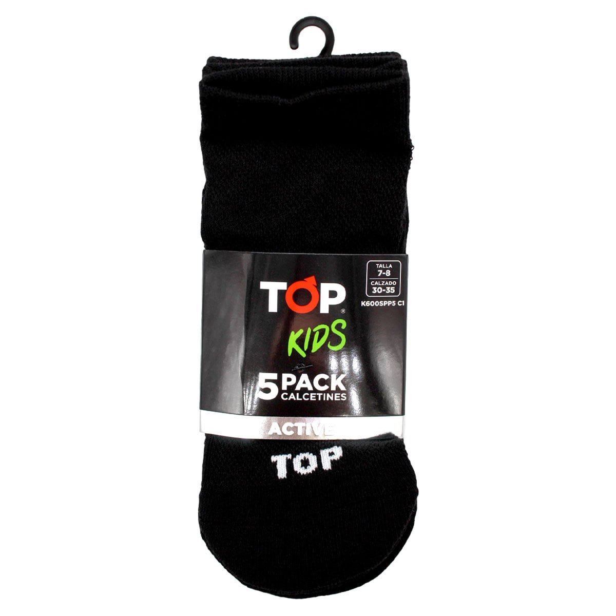 CALCETINES NIÑO DEPORTIVOS TOBILLEROS NEGROS PACK 5 C1 TOP - 3