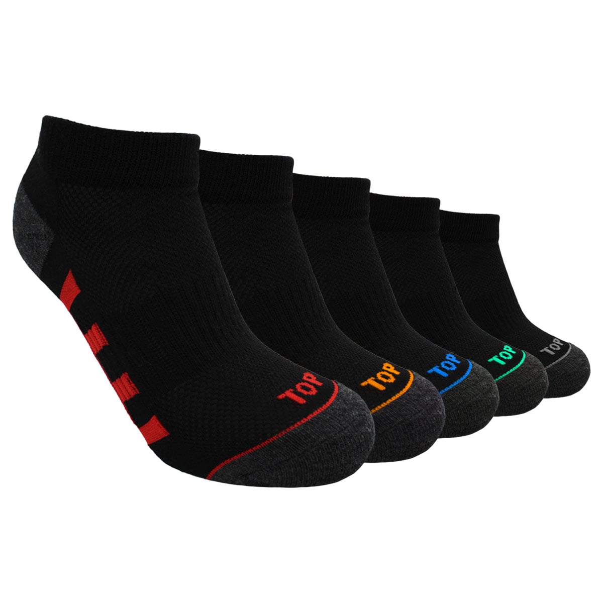 CALCETINES NIÑO DEPORTIVOS TOBILLEROS NEGROS PACK 5 C2 TOP - 1