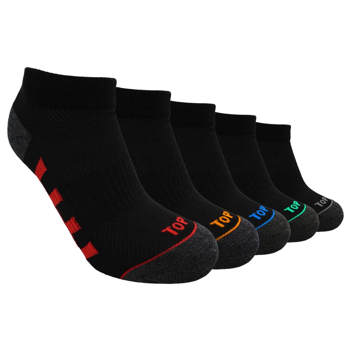 CALCETINES NIÑO DEPORTIVOS TOBILLEROS NEGROS PACK 5 C2 TOP - 1