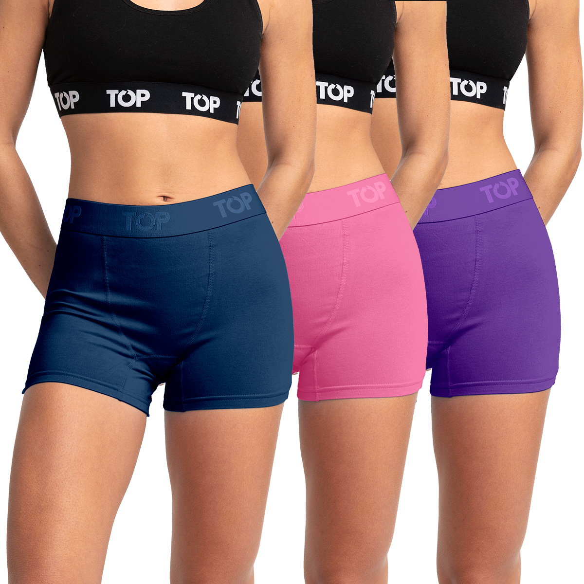 BOXER CORTO MUJER ALGODON PACK 3 C3 TOP - 1