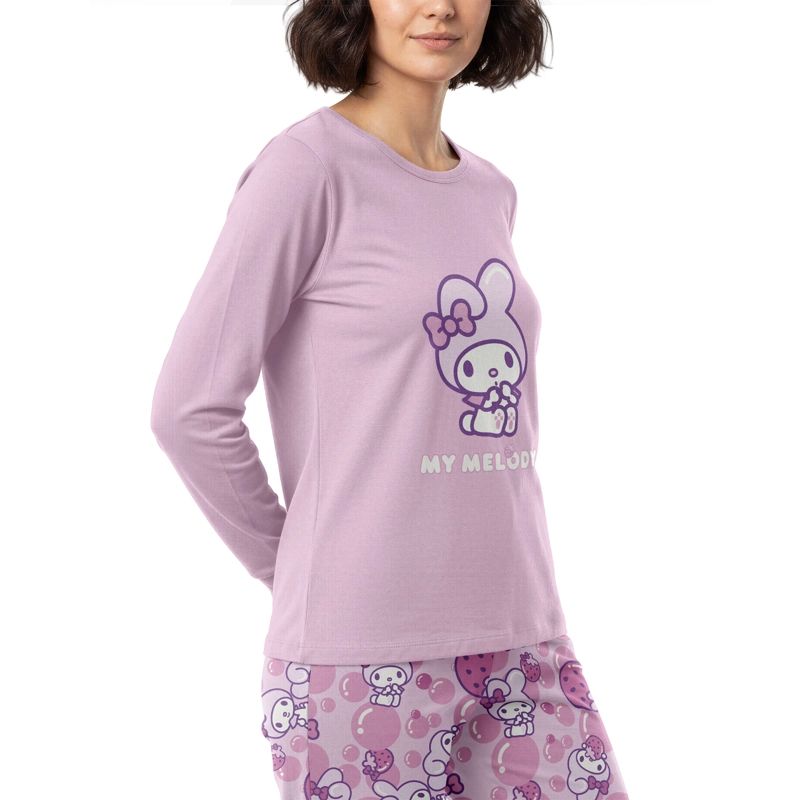 PIJAMA LARGO MUJER ALGODON INVIERNO MY MELODY C6 TOP - 2