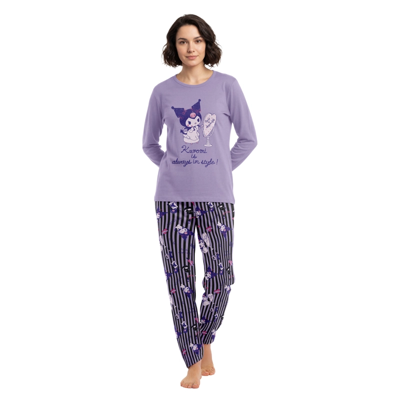 PIJAMA LARGO MUJER ALGODON INVIERNO KUROMI C5 TOP - 1