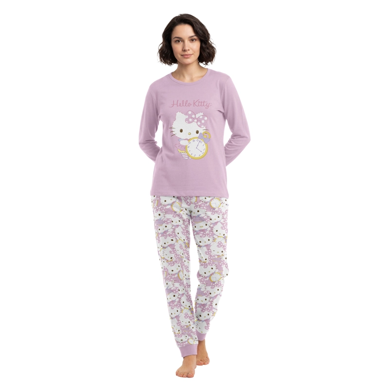 PIJAMA LARGO MUJER ALGODON INVIERNO HELLO KITTY C2 TOP - 1