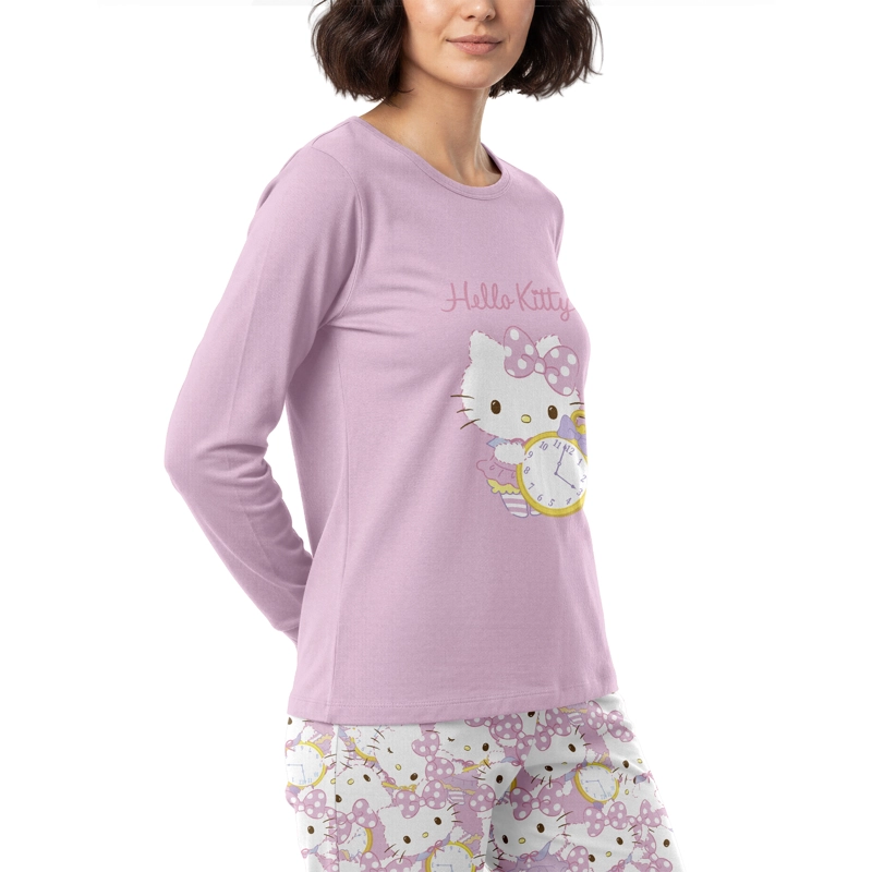 PIJAMA LARGO MUJER ALGODON INVIERNO HELLO KITTY C2 TOP - 2