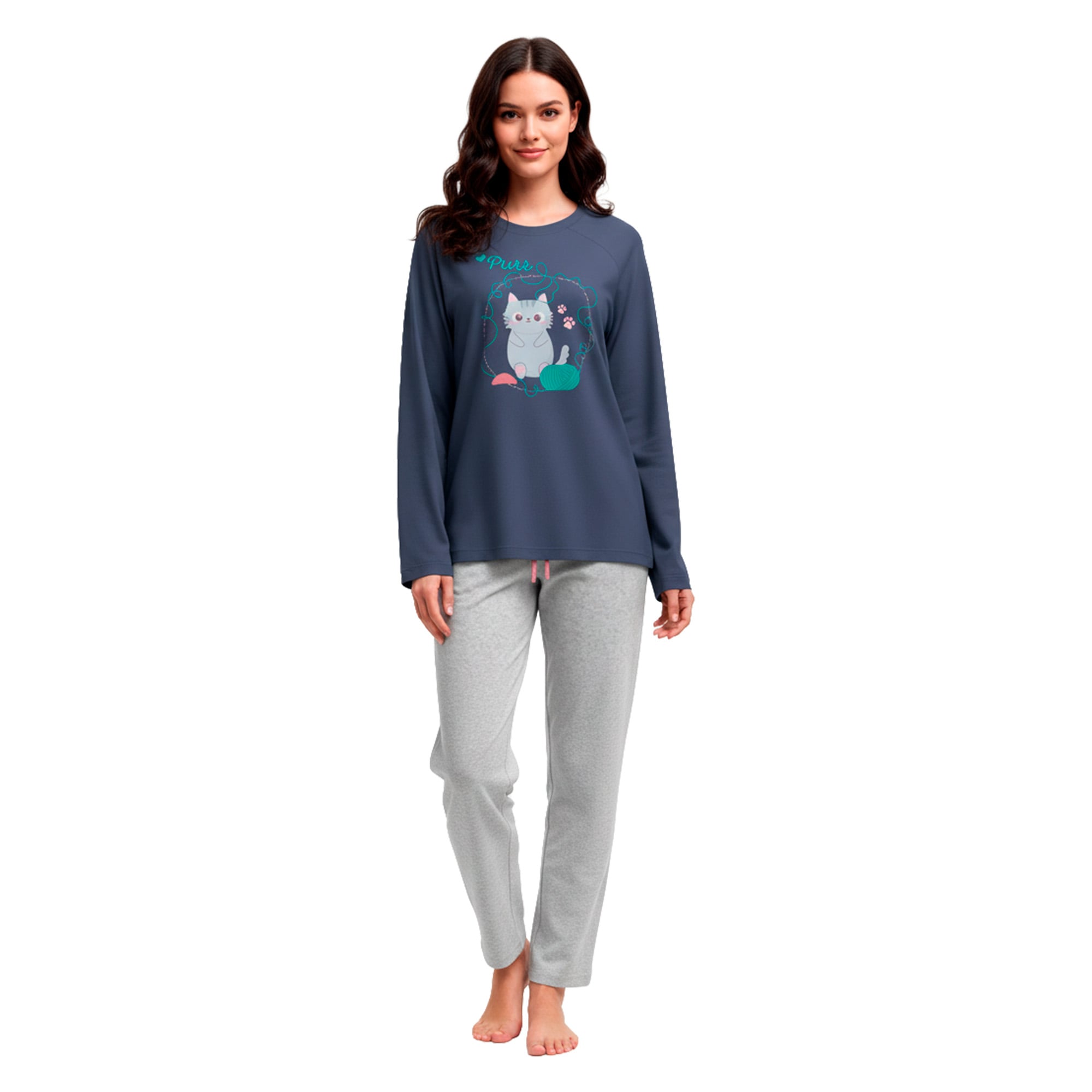 PIJAMA ALGODON MUJER INVIERNO C4 TOP - 1