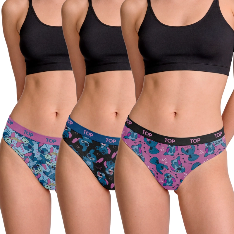 CALZON BIKINI ALGODON PACK 3 STITCH C4 TOP - 1
