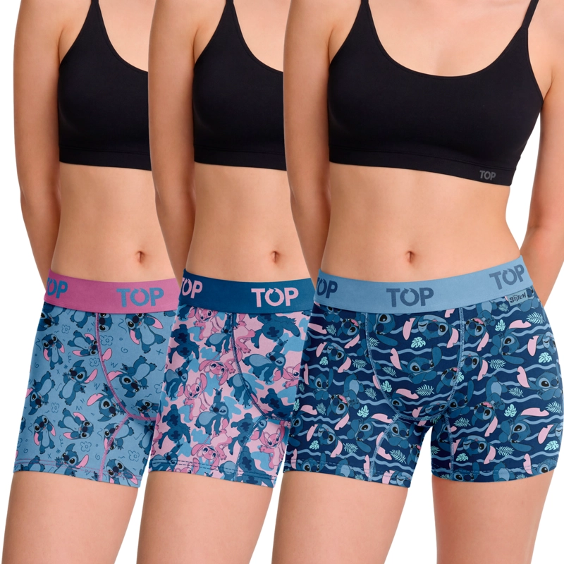 BOXER MEDIO MUJER ALGODON PACK 3 STITCH C5 TOP - 1