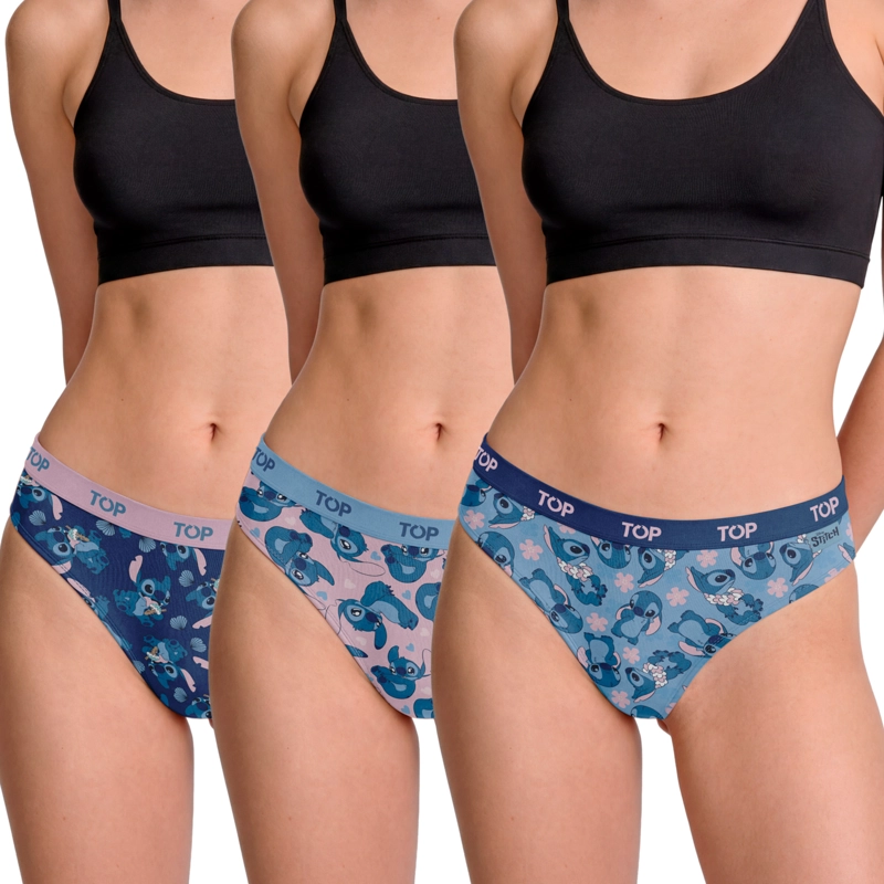 CALZON BIKINI ALGODON PACK 3 STITCH C5 TOP - 1
