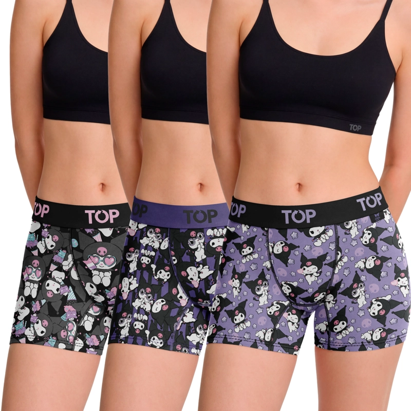 BOXER MEDIO MUJER ALGODON PACK 3 KUROMI C12 TOP - 1