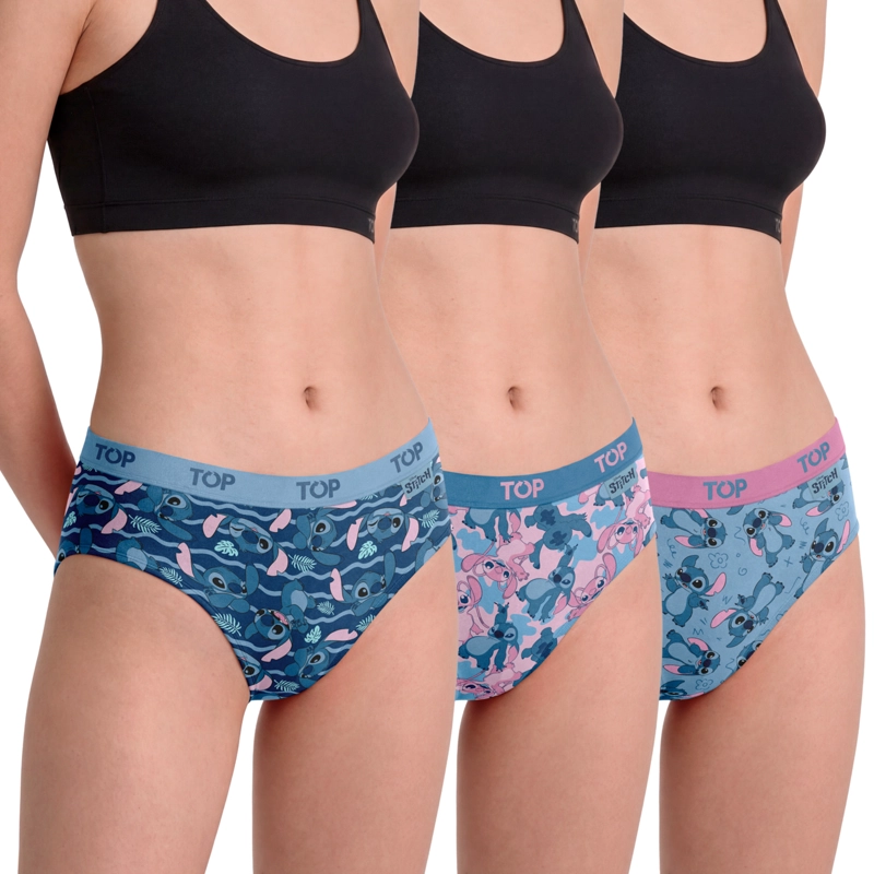 PANTALETAS ALGODON CON ELASTICO PACK 3 STITCH C4 TOP - 1