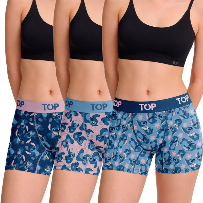 BOXER MEDIO MUJER ALGODON PACK 3 STITCH C4 TOP - 1