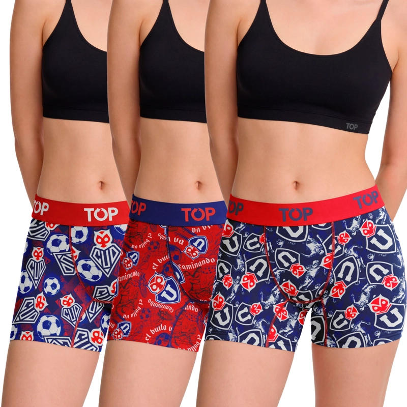 BOXER MEDIO MUJER ALGODON PACK 3 UNIVERSIDAD DE CHILE C1 TOP - 1