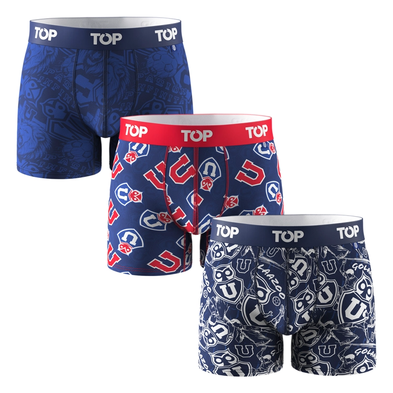 BOXER MEDIO ALGODON UNIVERSIDAD DE CHILE PACK 3 C11 TOP - 1