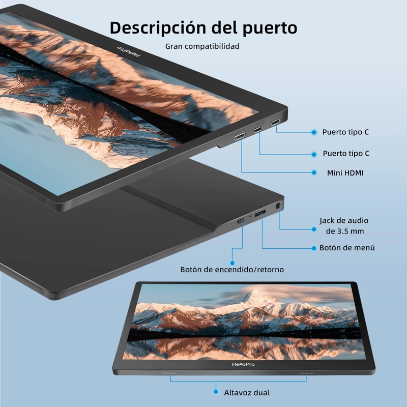 MONITOR PORTATIL 15.6' FHD, IPS + FUNDA CON SOPORTE/ HELLO M1 (REACONDICIONADO) - 3