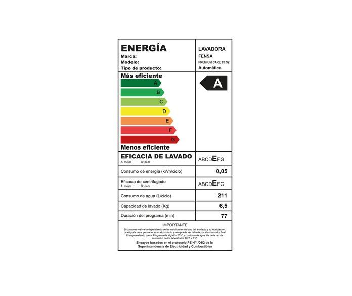 LAVADORA AUTOMATICA FENSA PREMIUM CARE 20SZ  20 KG/ GRIS (NUEVO CAJA DAÑADA) - 7