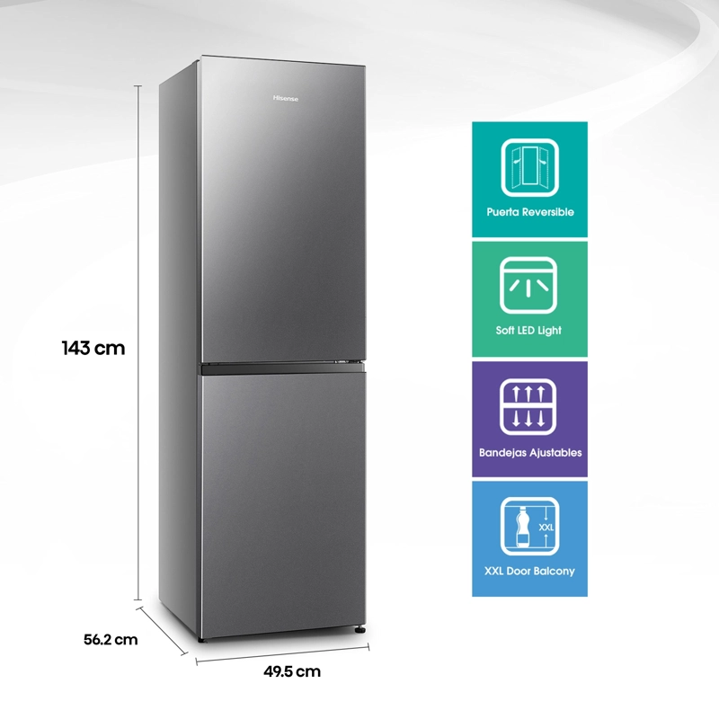 REFRIGERADOR BOTTOM FREEZER RD-22DC 165 LT/ HISENSE/ GRIS (NUEVO CAJA DAÑADA) - 2