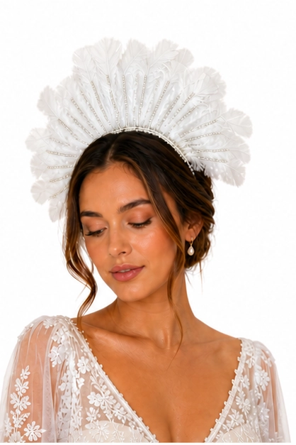 CORONA PARA NOVIA MATRIMONIO/ATENEA PLUMAS - 1