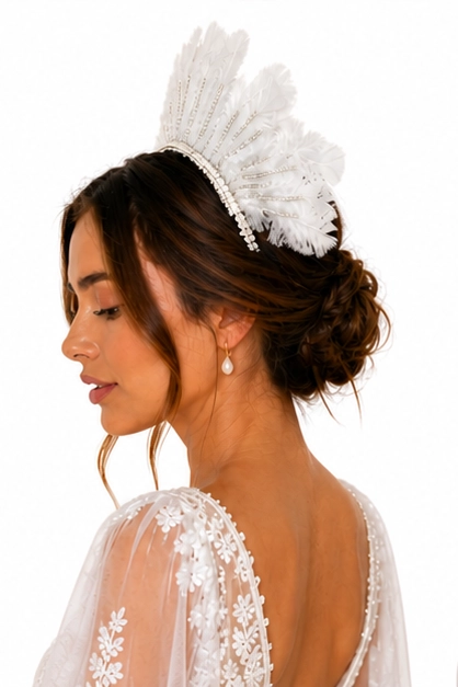CORONA PARA NOVIA MATRIMONIO/ATENEA PLUMAS - 3