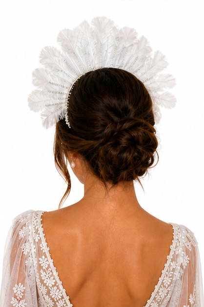 CORONA PARA NOVIA MATRIMONIO/ATENEA PLUMAS - 5