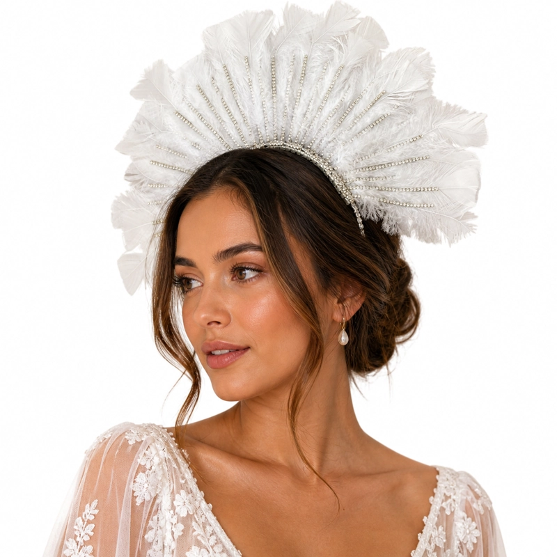CORONA PARA NOVIA MATRIMONIO/ATENEA PLUMAS - 6
