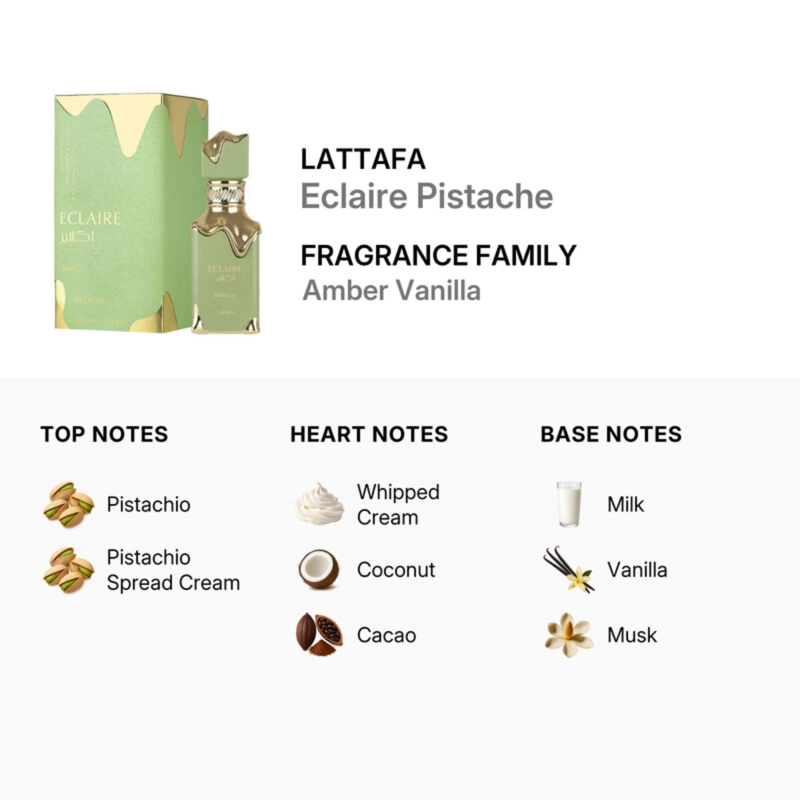PERFUME LATTAFA ECLAIRE PISTACHE EDP UNISEX 100 ML - 3