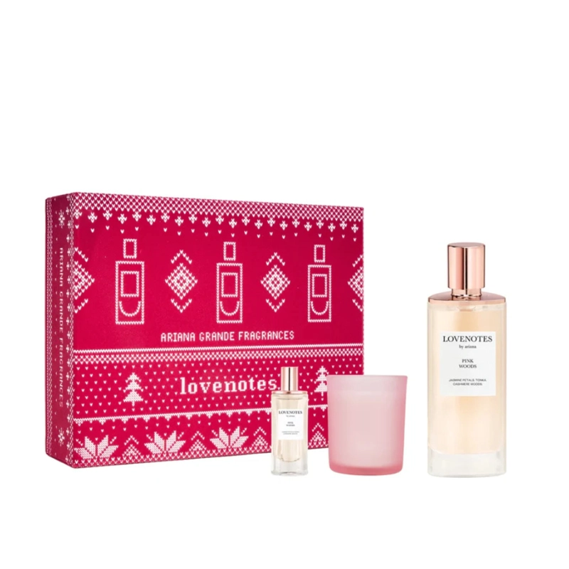 PERFUME LOVENOTES PINK WOODS ARIANA GRANDE MUJER EDP 125 ML / DELUXE MINI / CANDLE ESTUCHE - 1