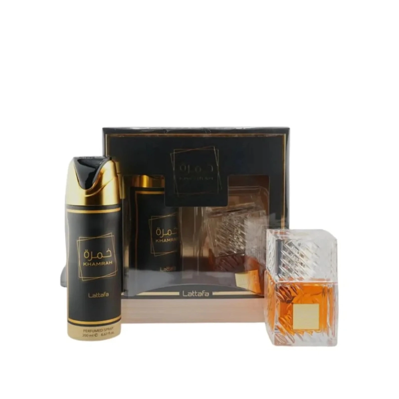 PERFUME LATTAFA KHAMRAH UNISEX EDP 100 ML / DESODORANTE 200 ML ESTUCHE - 1