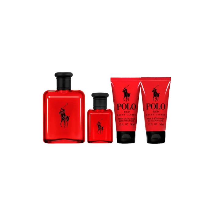 PERFUME POLO RED HOMBRE EDT 125 ML / 40 ML / SHOWER GEL 50 ML  / AFTER SHAVE BALM 50 ML ESTUCHE - 1