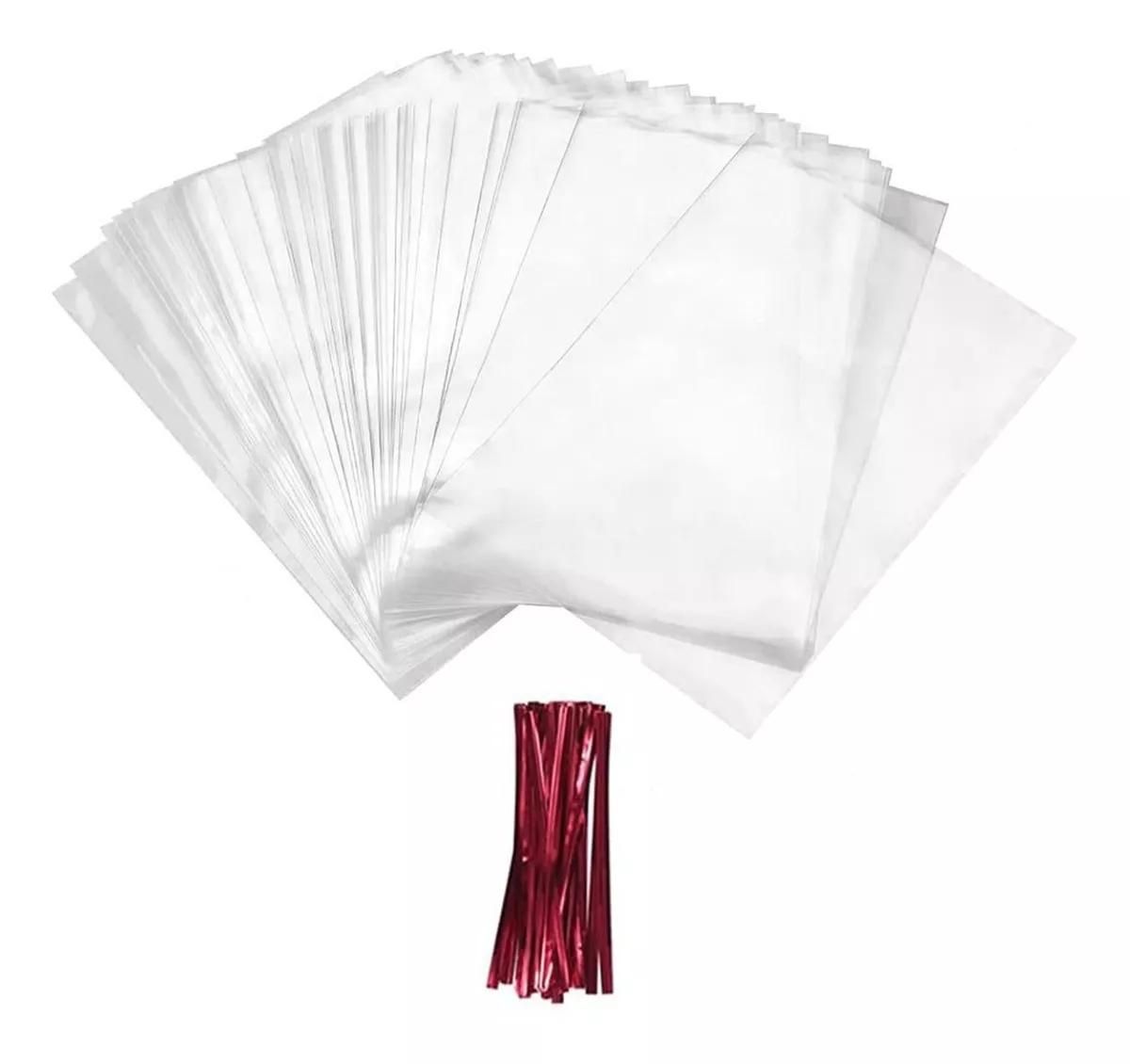 BOLSAS POLIPROPILENO CELOFÁN 12X25 + AMARRE ROJO (400 UN) - 1