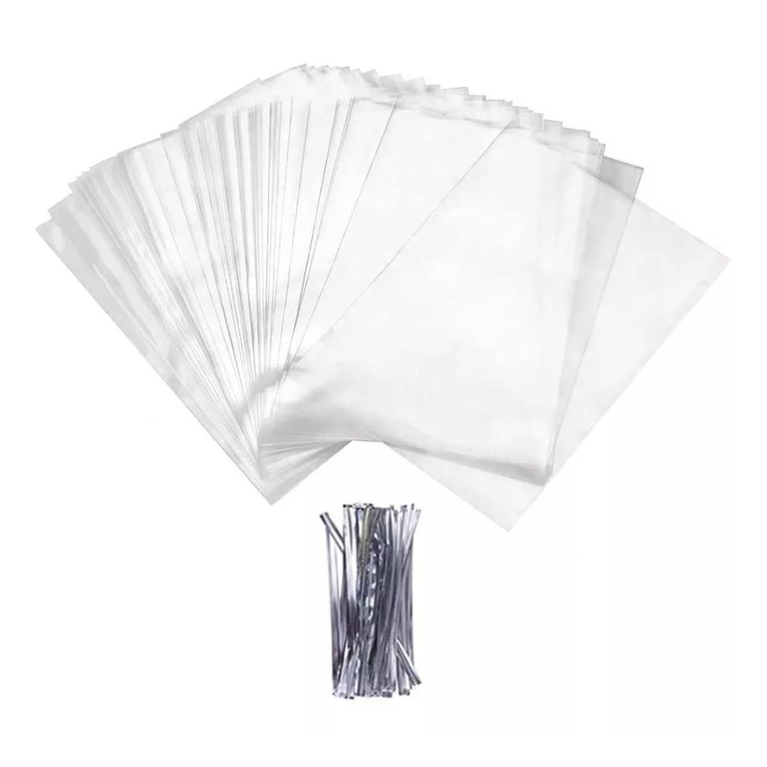 BOLSAS POLIPROPILENO CELOFÁN 7.5X12 + AMARRE PLATEADO (400 UN) - 1