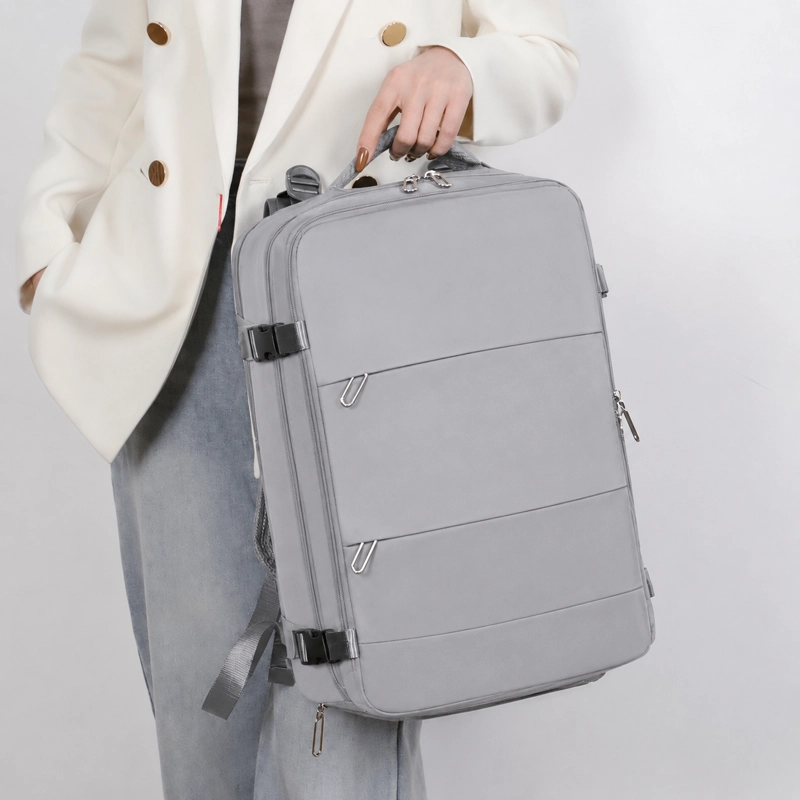 MOCHILA DE VIAJE LAPTOP COMPARTIMENTO ZAPATOS IMPERMEABLE GRIS - 3
