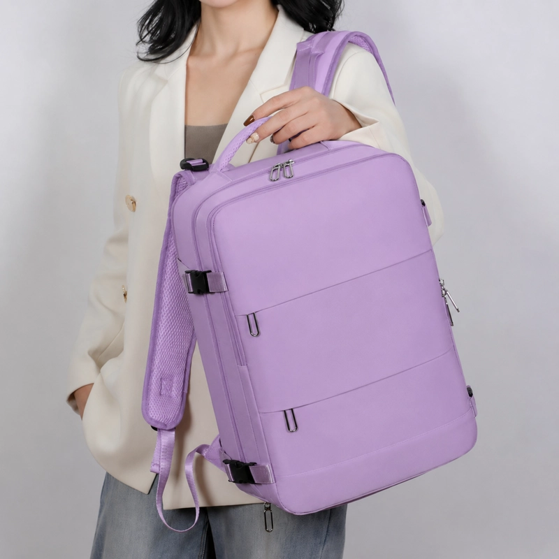MOCHILA DE VIAJE LAPTOP COMPARTIMENTO ZAPATOS IMPERMEABLE MORADO - 3