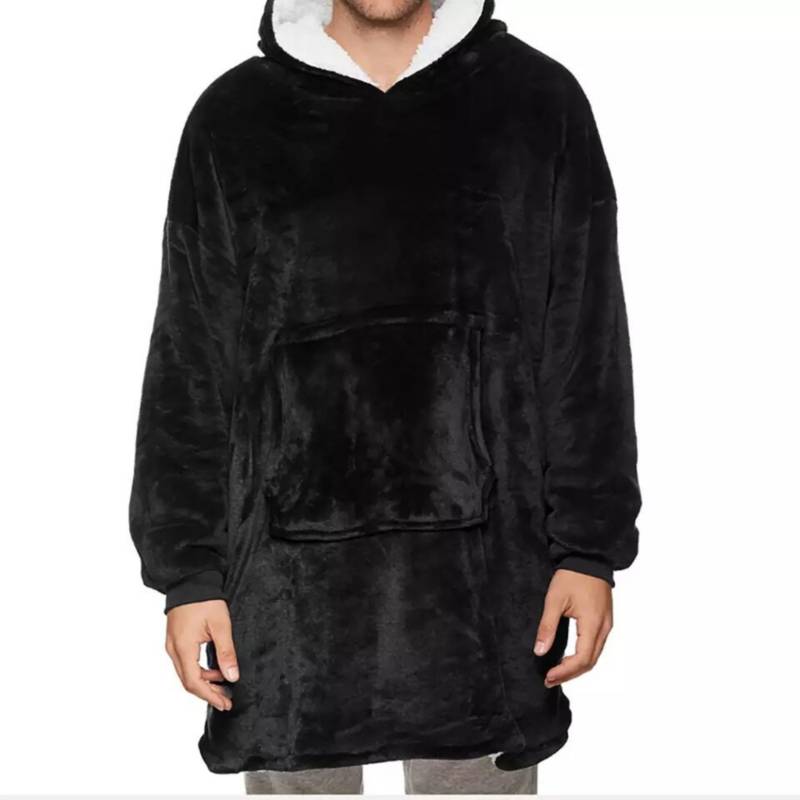 POLERON FELPA HODDIE OVERSIZE NEGRO - 1