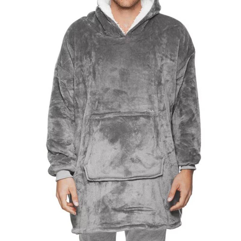 POLERON FELPA HODDIE OVERSIZE GRIS - 1
